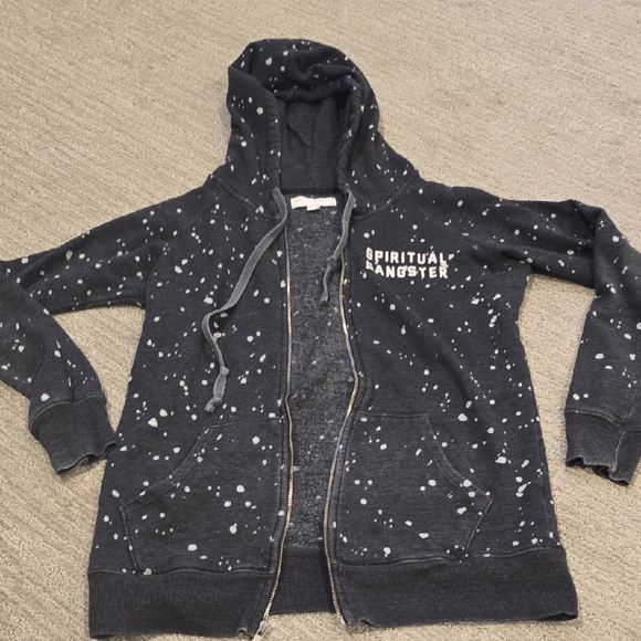 Spiritual Gangster Charcoal Speckled Zip Hoodie - Picture 2 of 5